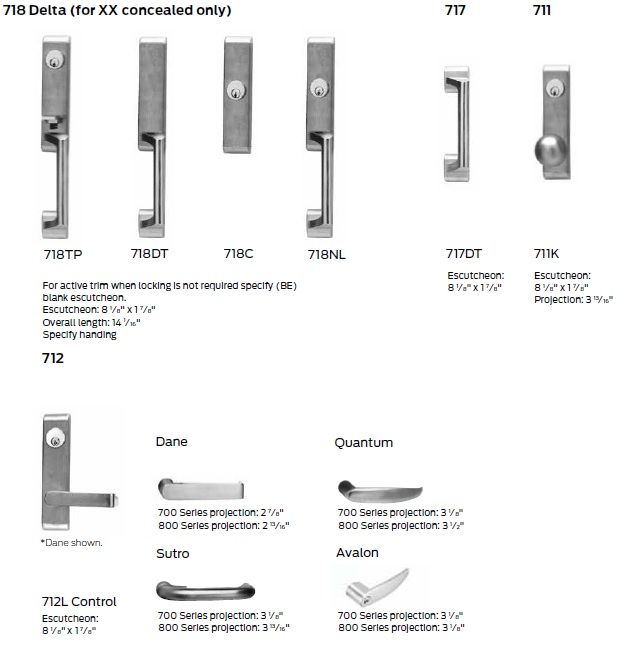 Falcon XX-C Exit Device Trim Options