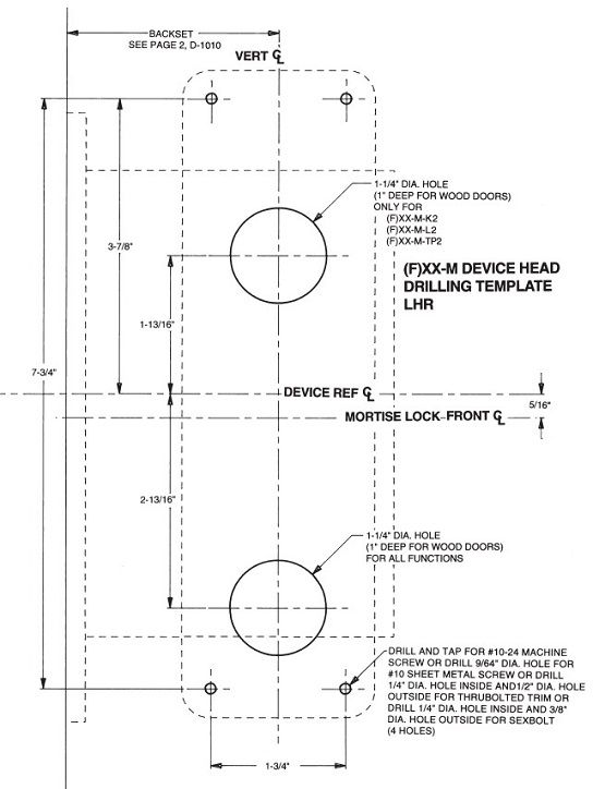 Falcon XX-M Exit Device Template