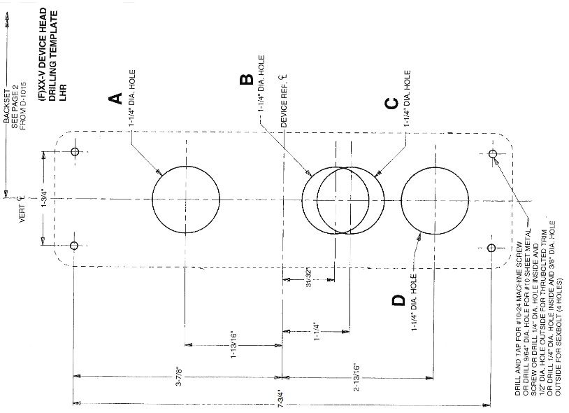 Falcon XX-V Crossbar Exit Device Template