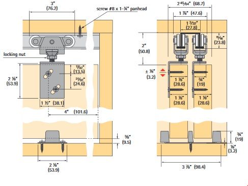 Hettich 72-118 Sliding Door Harware Specs