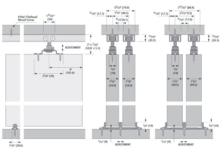 Hettich Grant 75E Bypass Door Set