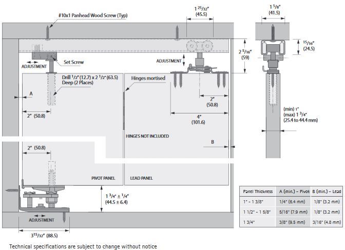 Hettich Grant BF150 Hardware and Track Specs