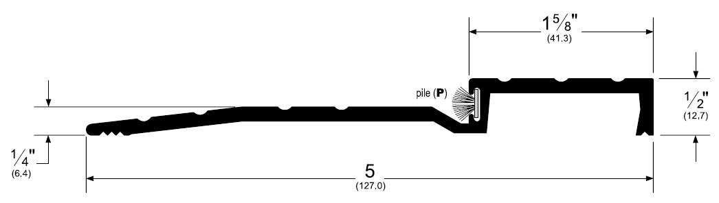 Product specs of pemko 2006P rabbeted threshold with pile brush seal
