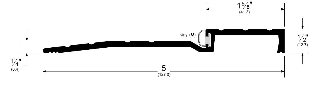Product specs of Pemko 2006V rabbeted threshold with vinyl gasket seal