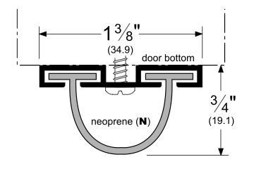 Door Sweep, Aluminum Track with EPDM Bulb Seal, .75” Clearance