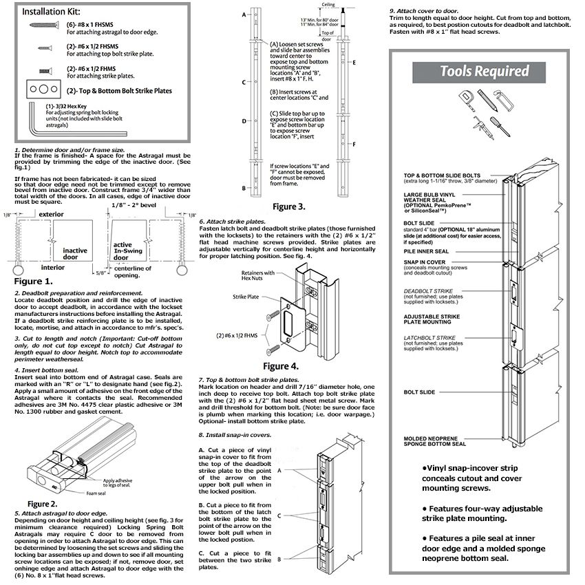 Installation Instructions for Locking Spring Bolt Meeting Stile with Double Seal