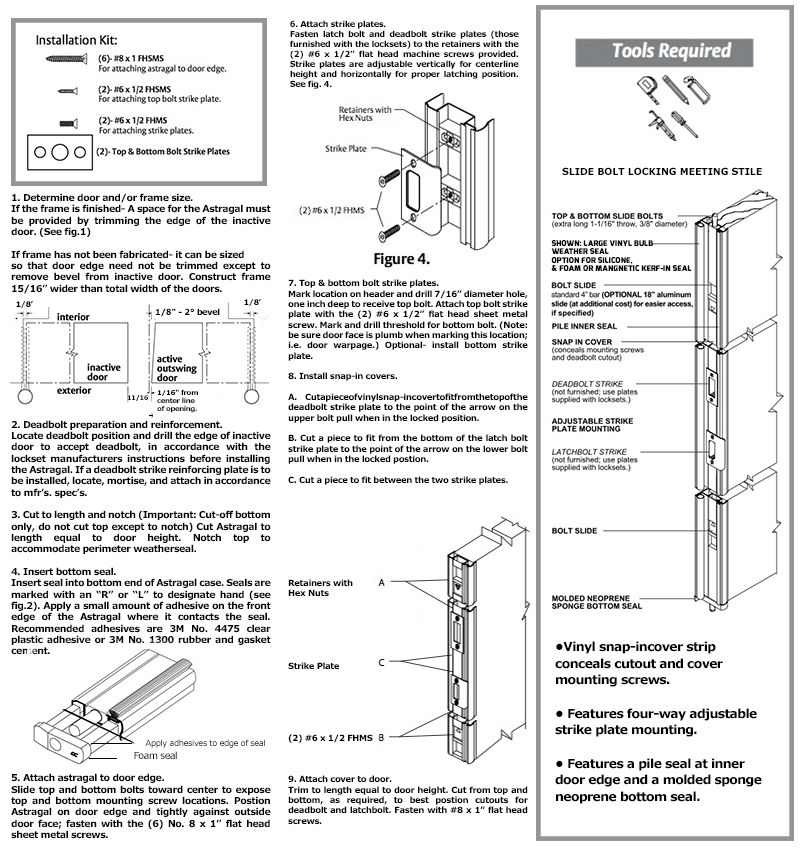 Installation Instructions for Locking Meeting Stiles