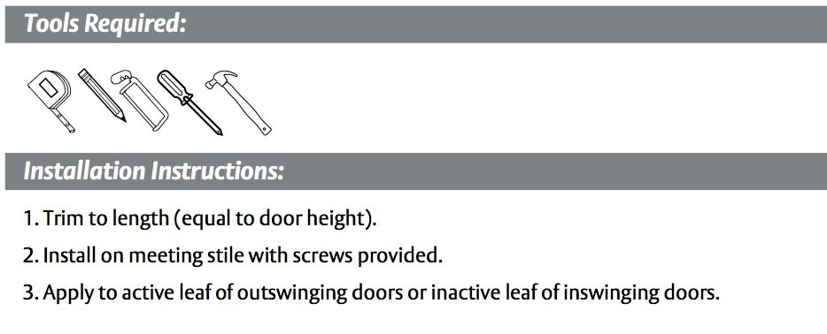 Installation Instructions for 'T' Shaped Meeting Stile with Neoprene Seal