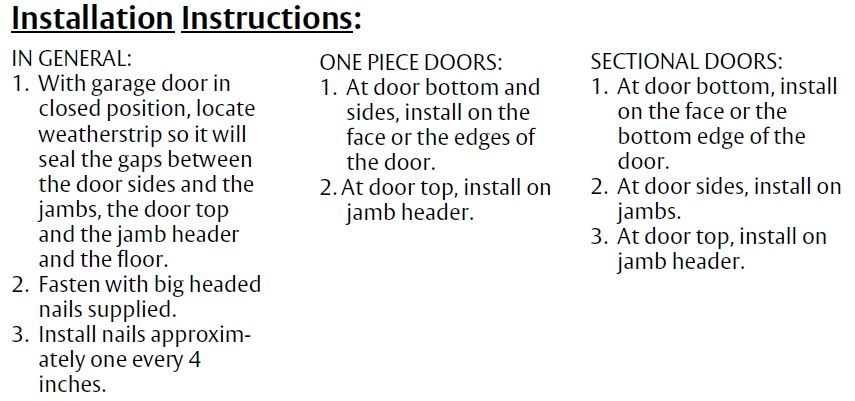 Installation Guide for Vinyl Flange Door Bottom Sweep for Garage Doors by Pemko