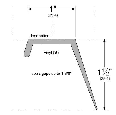 Vinyl Garage and Overhead Door Bottom for up to 1.5" Clearances, 361V