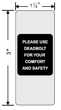 "Please Use Deadbolt for Your Comfort and Safety" Text Option for Privacy Door Latch Decal by Pemko