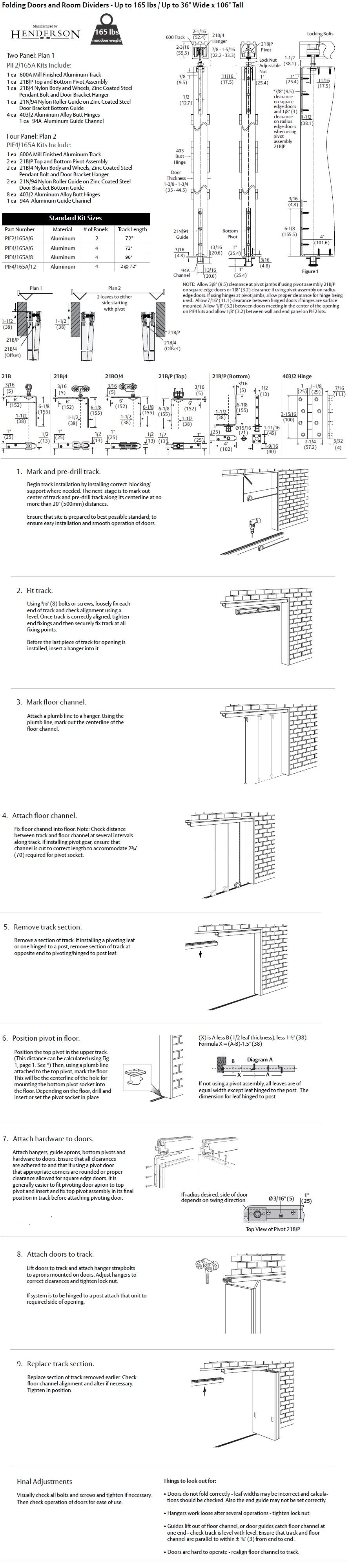 PIF_/165A Sliding Door Hardware Installation Instructions