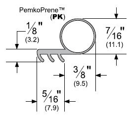 Product Specs of PemkoPrene Bulb Kerf Weatherstrip from Pemko, PPK52
