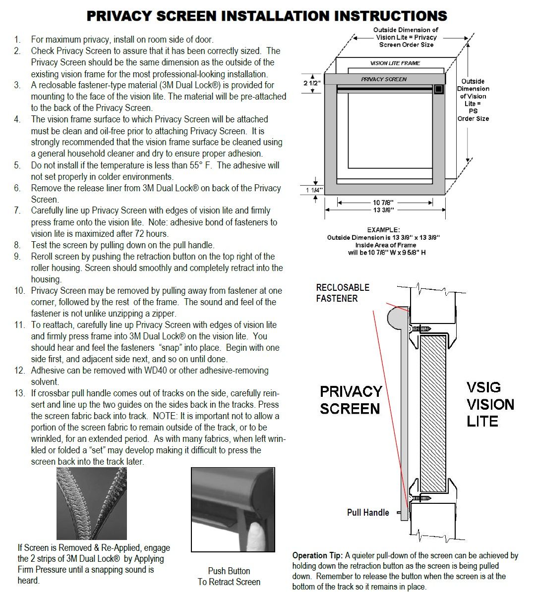 Installation Instructions for Privacy Screen