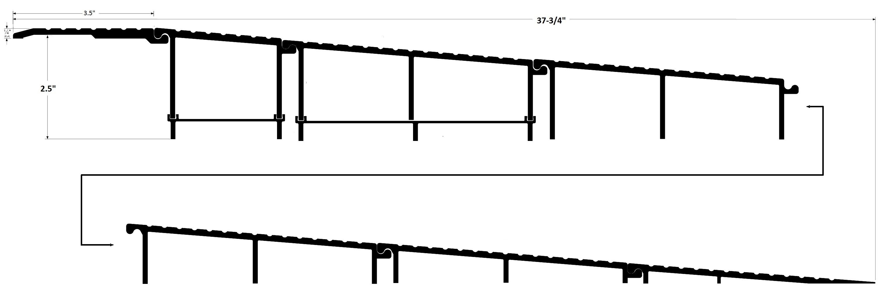 Product Specs for 2.5" Modular Ramp with 3.5" Top Plate