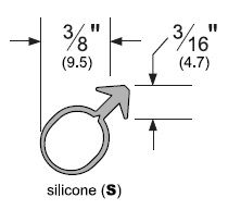 Product Specs of Silicone Ring Kerf Weatherstrip, 3/8" Width, by Pemko (S105)