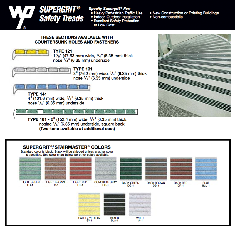 Wooster Supergrit Safety Treads with no- slip abrasive filler, four width options- W121, W131, W141, W161 