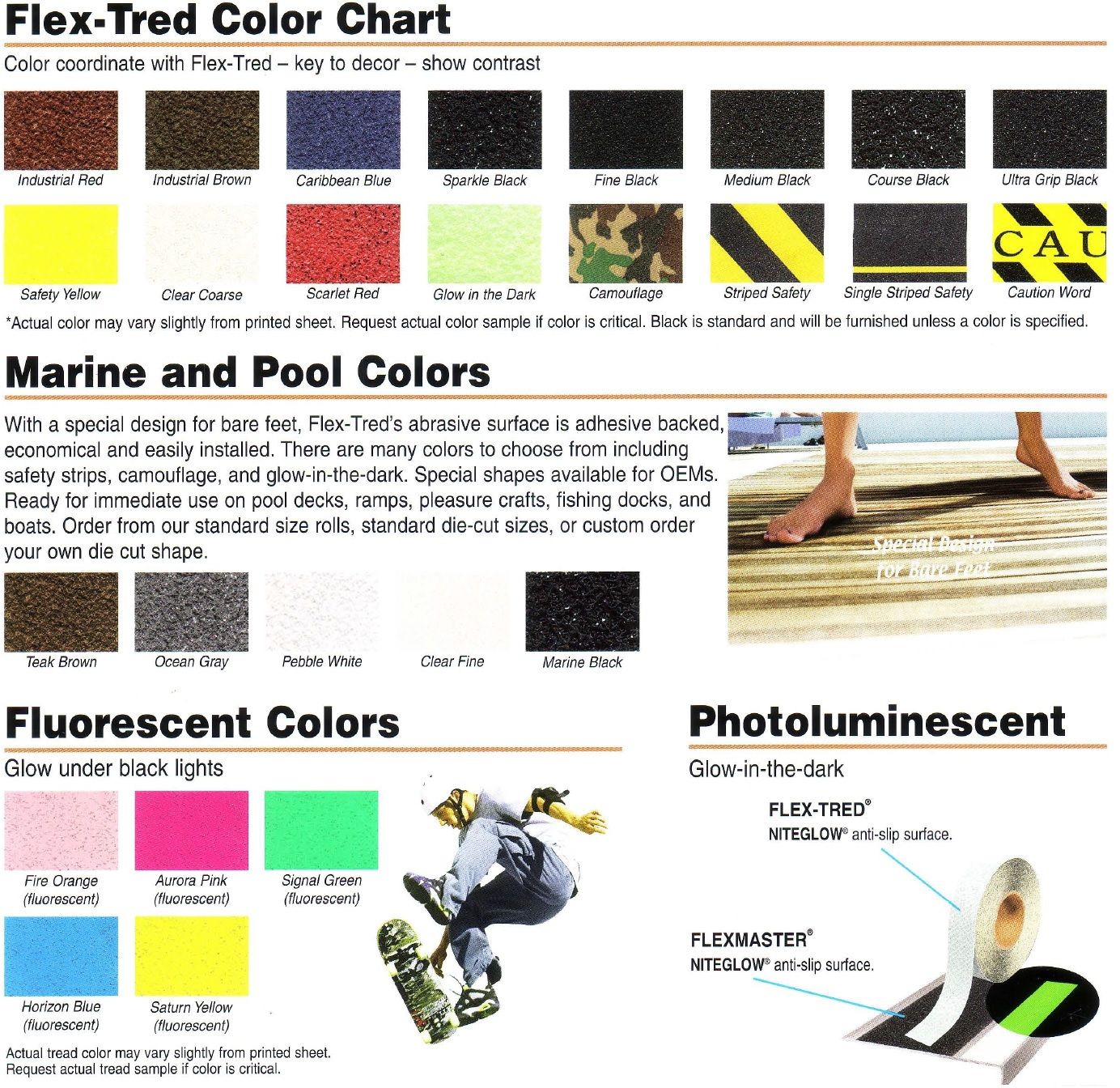 Wooster Anti-Slip FlexTread Tape Color Chart