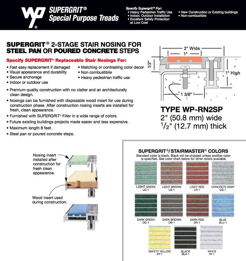 Wooster WP-RN2SP Two- Stage no-slip stair nosing with 2.00" width