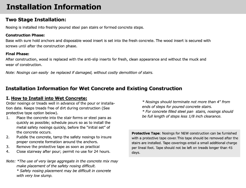 WP2003 Installation guide for two stage installation of no-slip stair nosing