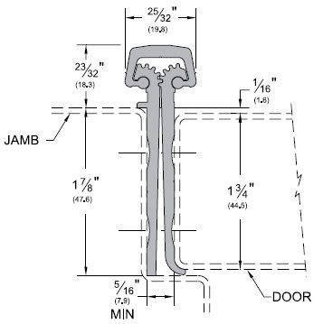 Product Specs for Standard Full Mortised X-Series Continuous Geared PemkoHinge