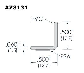 Adhesive Glass Door Corner Protector, PVC, .5” Sides