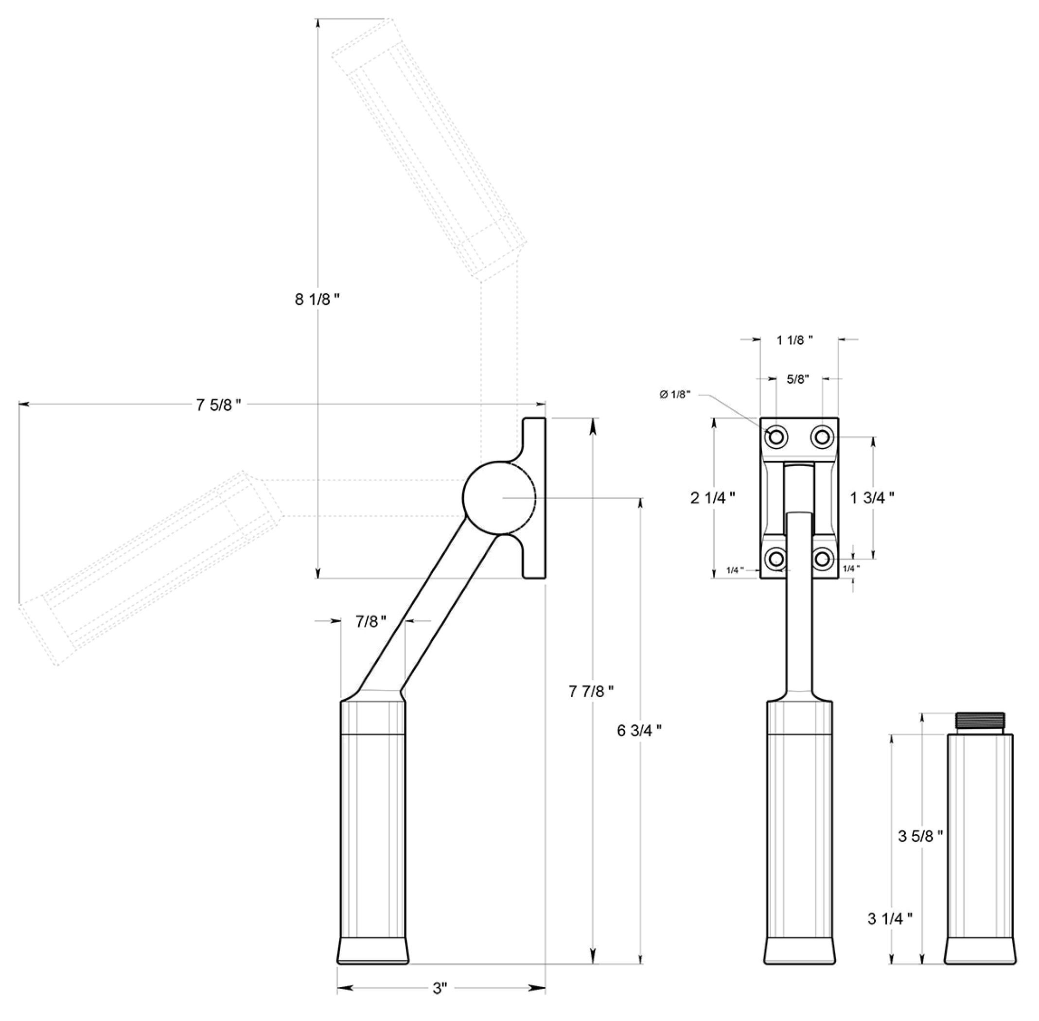 Deltana kickdown holder, 7-7/8" tall