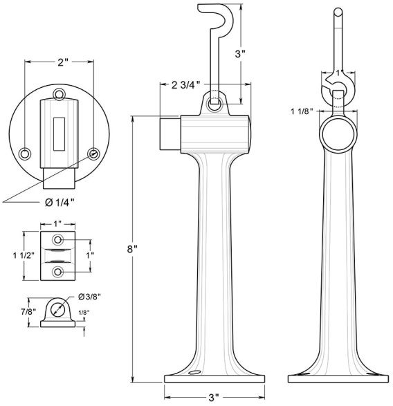 Deltana heavy duty 8" floor mount bumper with ring catch