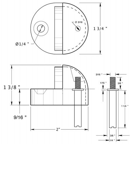 Deltana high profile dome floor door stop