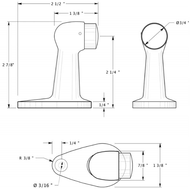 Deltana cement floor mount bumper, 2-7/8" tall