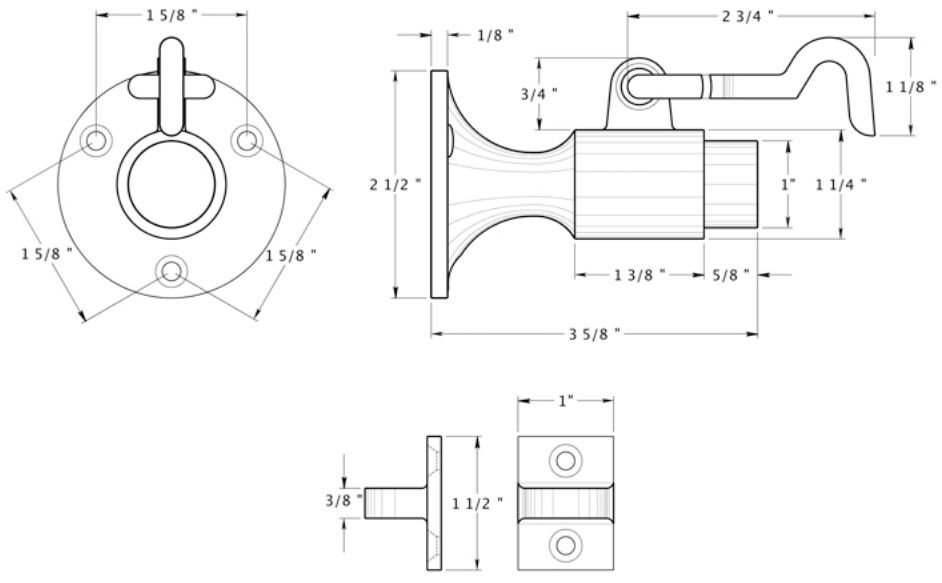 Deltana heavy duty wall mount bumper with ring catch