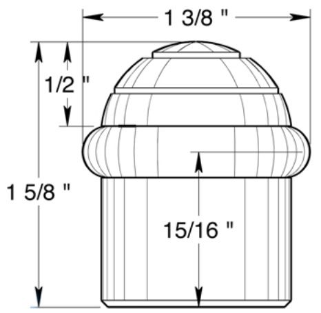 Deltana 1-1/2" tall round universal floor bumper with dome cap