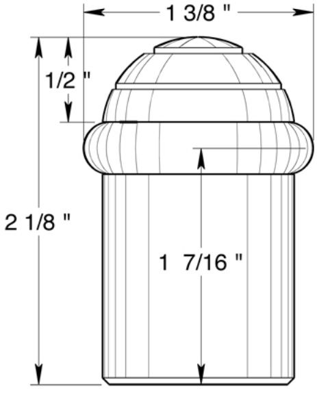Deltana 2-1/8" tall round universal floor bumper with dome cap