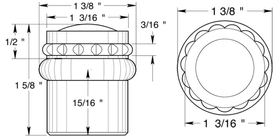 Deltana 1-5/8" tall round universal floor bumper with flared cap