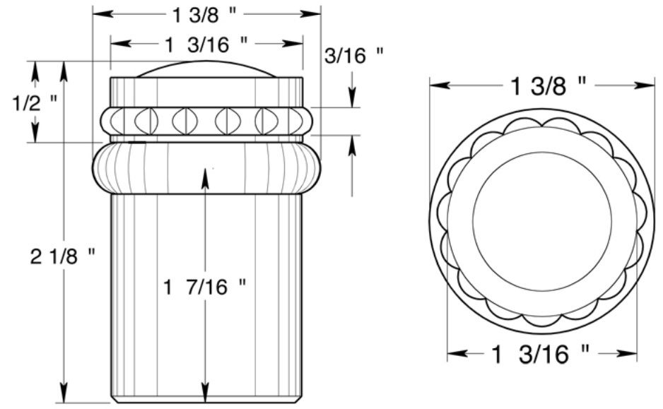 Deltana 2" tall round universal floor bumper with flared cap