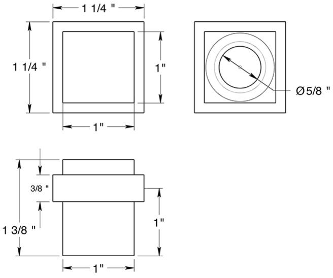 Deltana square universal floor bumper