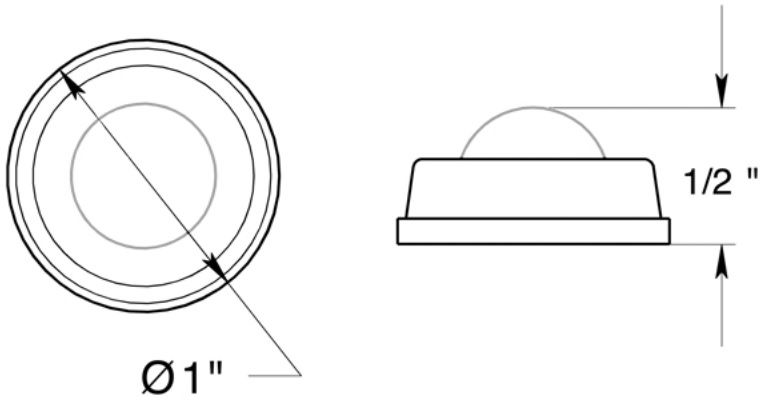 Deltana 1" diameter flush mount bumper