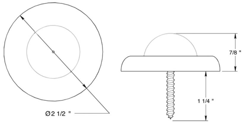 Deltana 2-1/2" diameter wall mount convex bumper