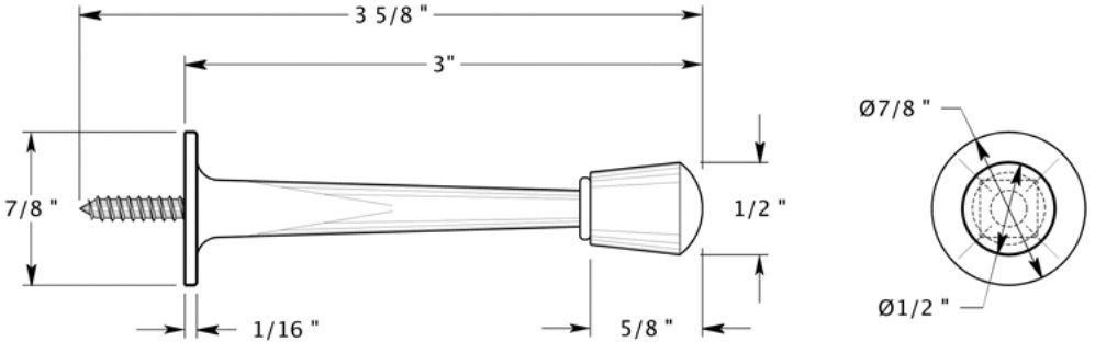 Deltana 3" projection zinc die-cast baseboard door bumper