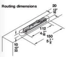 Hafele Slido Classic 160-O Hardware Routing Dimensions