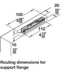 Hafele 240-O Sliding Door Hardware Routing Dimensions