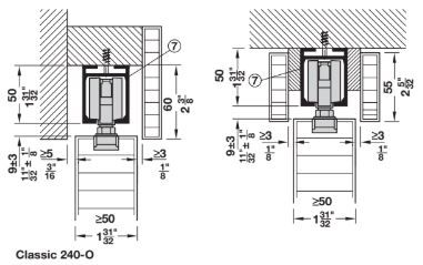 Hafele 240-O Sliding Door Hardware Specs