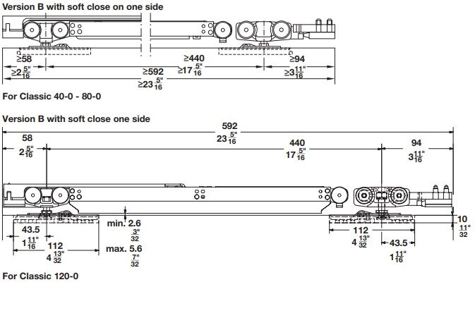Hafele Slido Classic 40-O Hardware with Soft Close