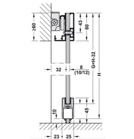 Hafele Slido Design 80-M for Glass Doors