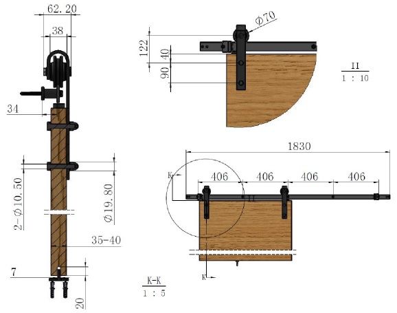 Hager 9457 Barn Door Hardware Product Specs