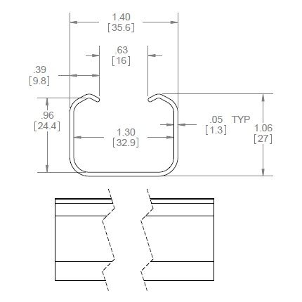 Hager 9601 Aluminum Track Dimensions