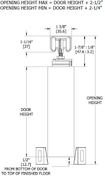 Hager 9673 Sliding Door Hardware Dimensions