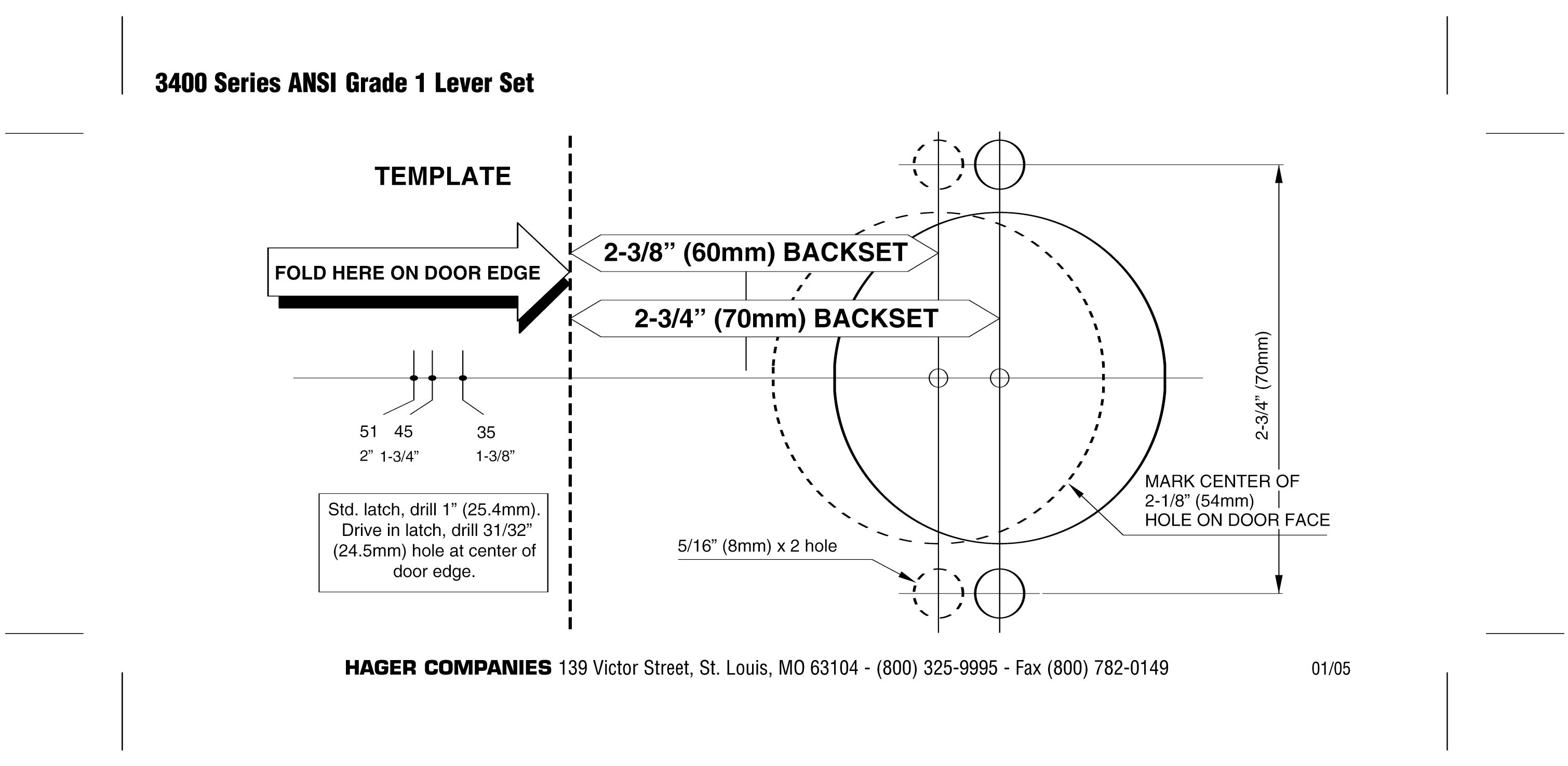 3400 series lever lock template