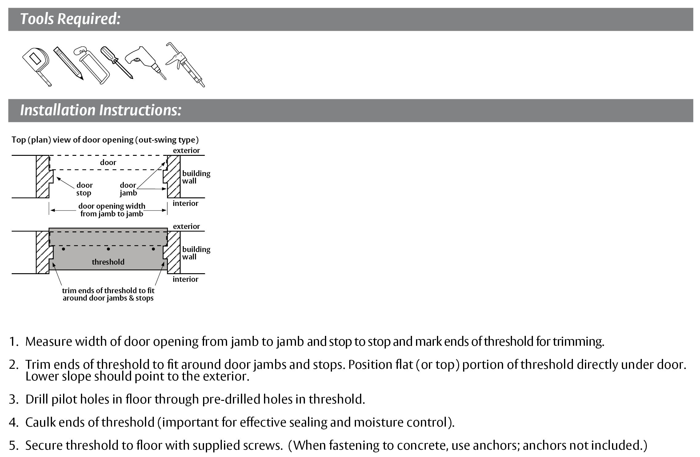 Installation Guide for Pemko Interlocking Threshold