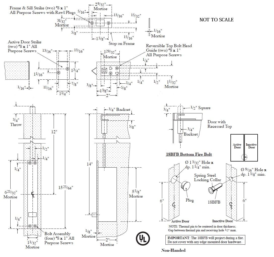 Product Specs of Rockwood Automatic Flush Bolt with Bottom Fire Bolt #2848